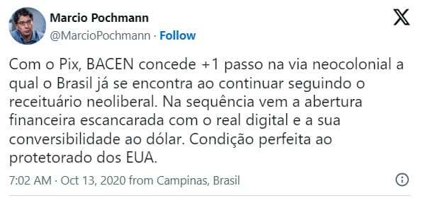 JOSIAS DE SOUZA: Novo chefe do IBGE vê o Pix como boi da cara preta ianque