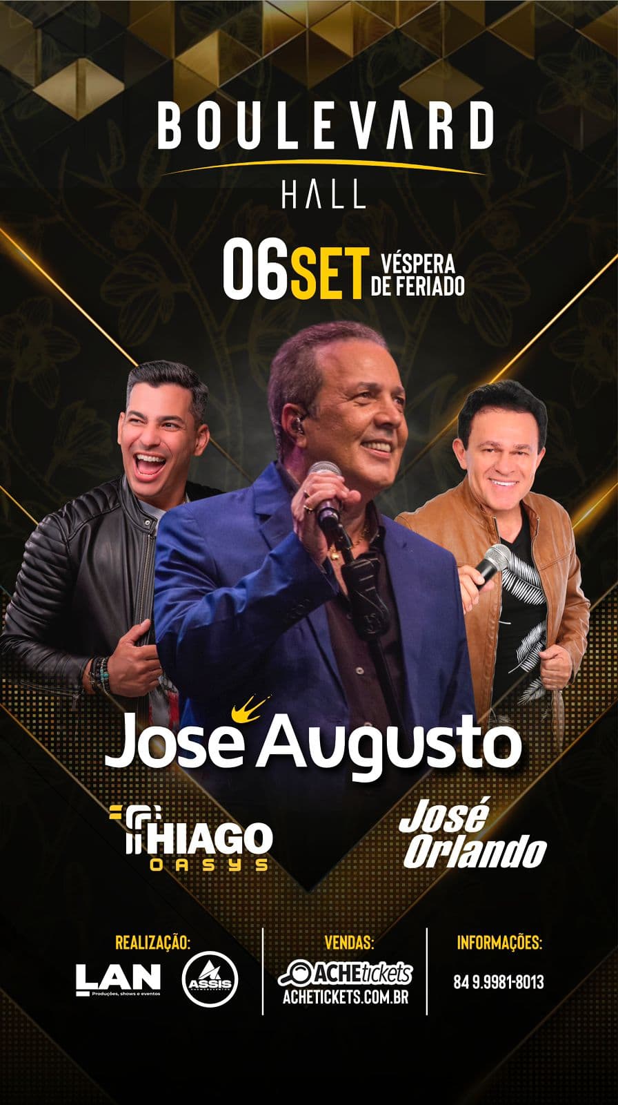 Turnê de José Augusto em Natal confirma novas atrações para show em setembro