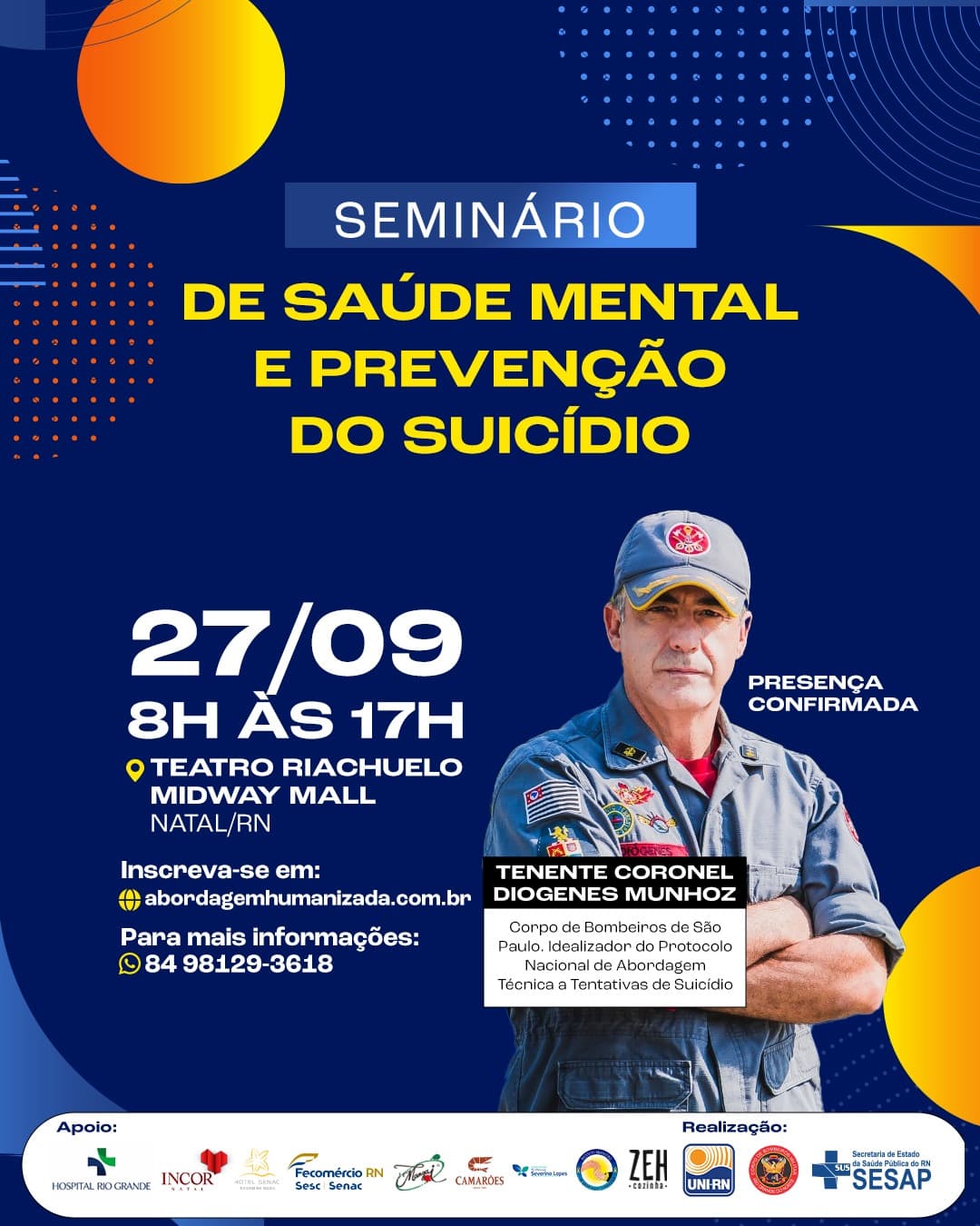 Bombeiros e SESAP realizam seminário de prevenção do suicídio em Natal