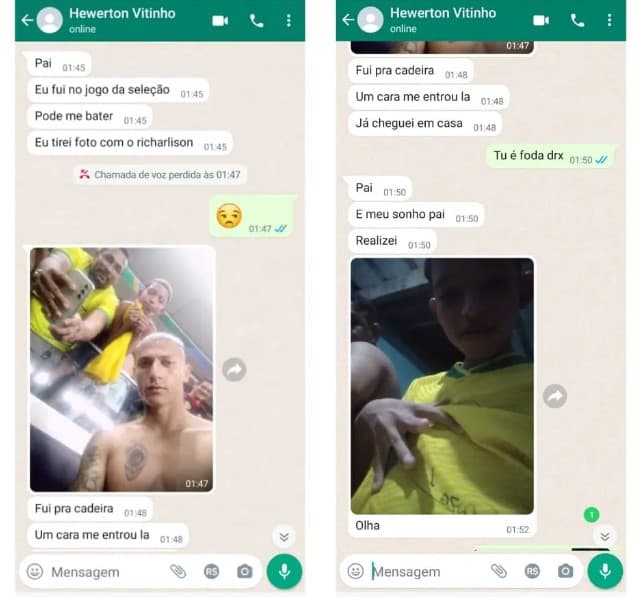 Menino de 12 anos aproveita saída dos pais, vai escondido para jogo do Brasil e tira foto com Richarlison