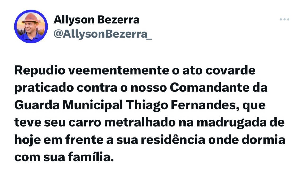 Prefeito de Mossoró cobra investigação e punição de responsáveis por tiros em carro utilizado pelo comandante da Guarda Municipal