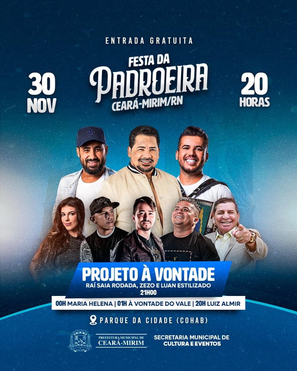 Projeto "À Vontade", com Zezo, Rai Saia Rodada e Luan Estilizado abre shows da Festa da Padroeira de Ceará-Mirim
