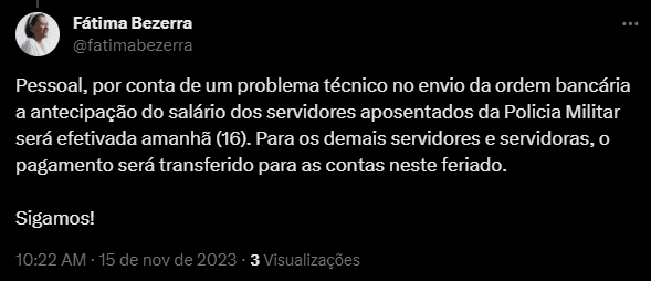 ‘Problema técnico' atrasa pagamento dos aposentados da Polícia Militar