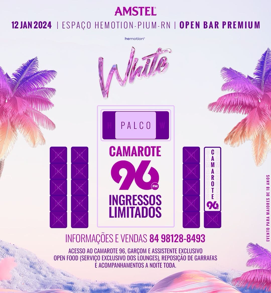 Hemotion White anuncia lounges esgotados e Camarote 96fm para a edição de 2024
