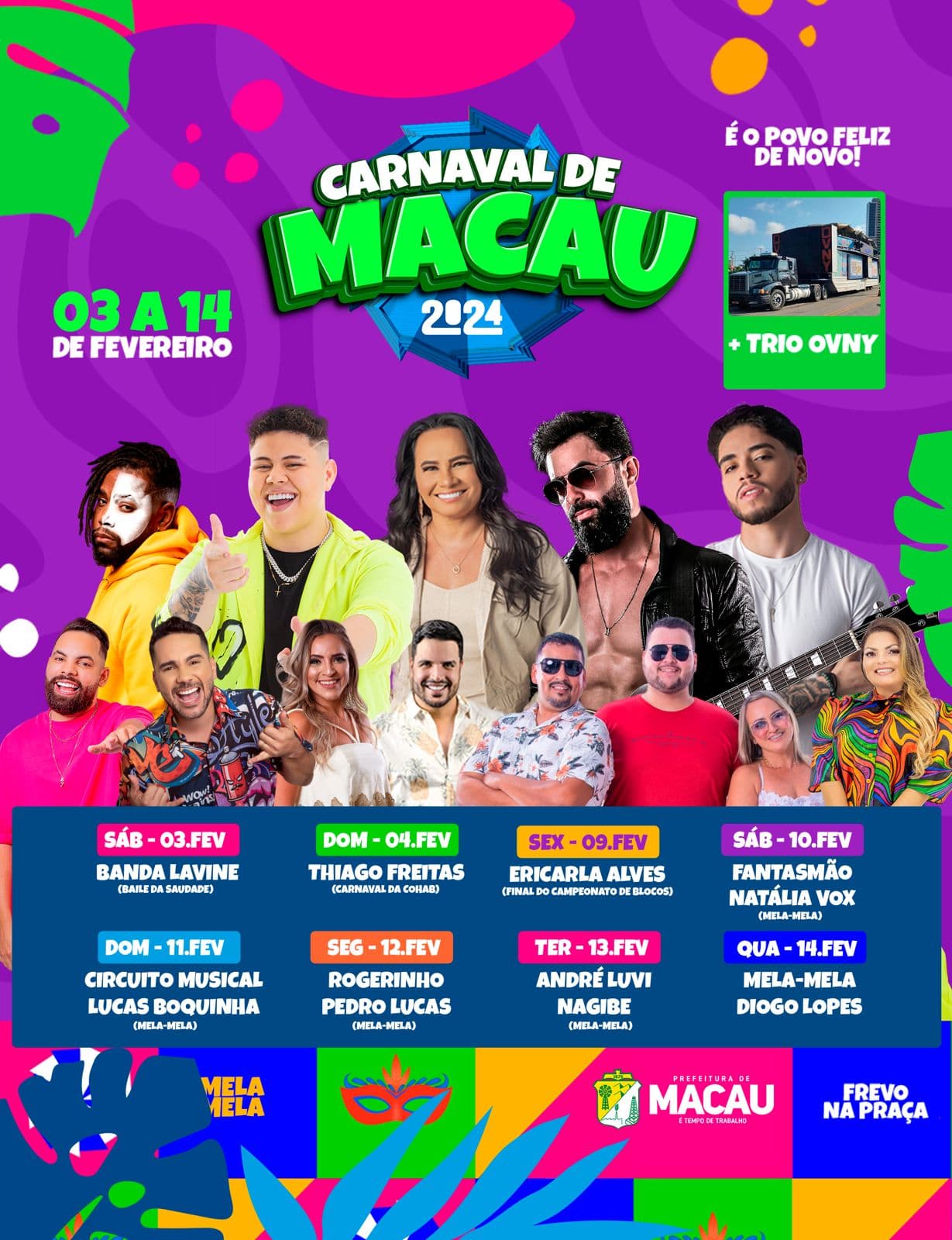 Macau apresenta atrações e promete o melhor carnaval de rua do RN; confira a programação