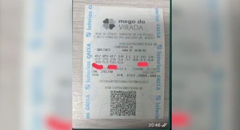 Apostador gasta R$ 193 mil em jogo de 20 números da Mega da Virada, mas acerta só três dezenas