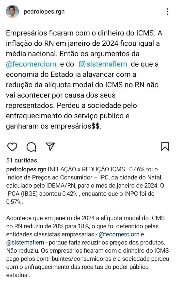 Secretario de Administração do RN chama empresários de desonestos e diz que Fiern e Fecomércio enganaram