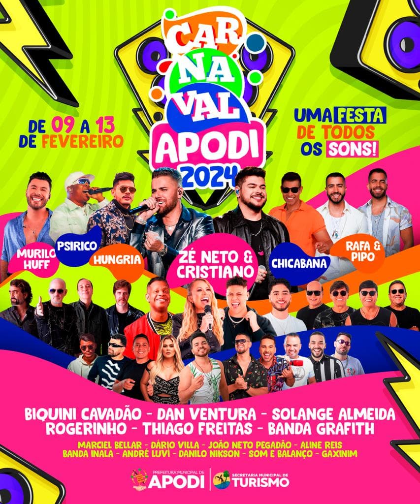 O Carnaval de Apodi, uma das maiores festas de rua do RN, contará com 24 atrações