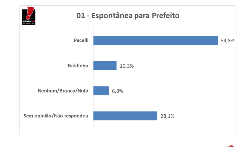 PESQUISA AGORASEI/ SÃO PAULO DO POTENGI ESPONTÂNEA: Pacelli tem 54,8% das citações e Naldinho, 10,3%