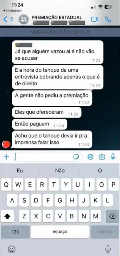 Ex-jogadores do América cobram valores atrasados de premiação e FGTS; confira fotos da conversa