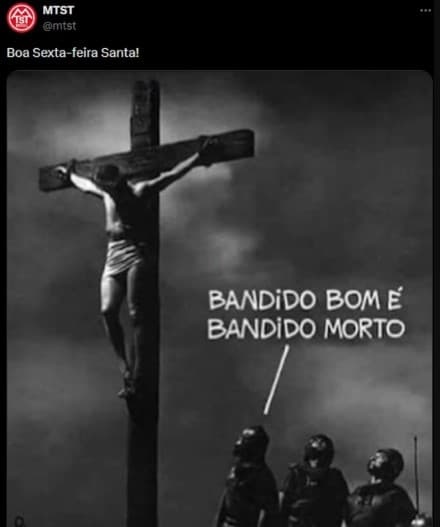 Deputado pede à Promotoria que investigue MTST por associar Jesus na cruz a ‘bandido’