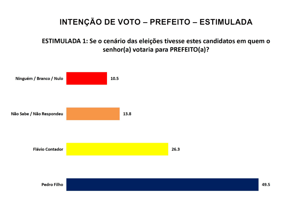 PESQUISA SETA/ BG/ TOUROS ESTIMULADA: Pedro FIlho lidera com 49%, contra 26% de Flávio Contador