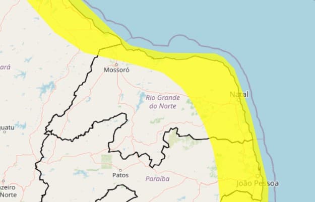 Inmet emite aviso de acumulado de chuva para 80 cidades do RN; veja lista