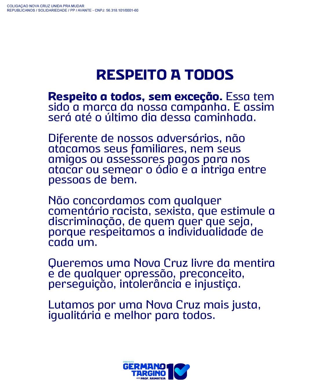 RESPOSTA: Campanha de Germano Targino, de Nova Cruz, emite nota