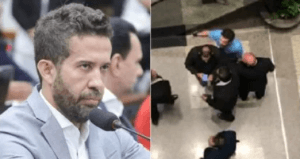 VÍDEO: Janones cospe em homem durante bate-boca em shopping