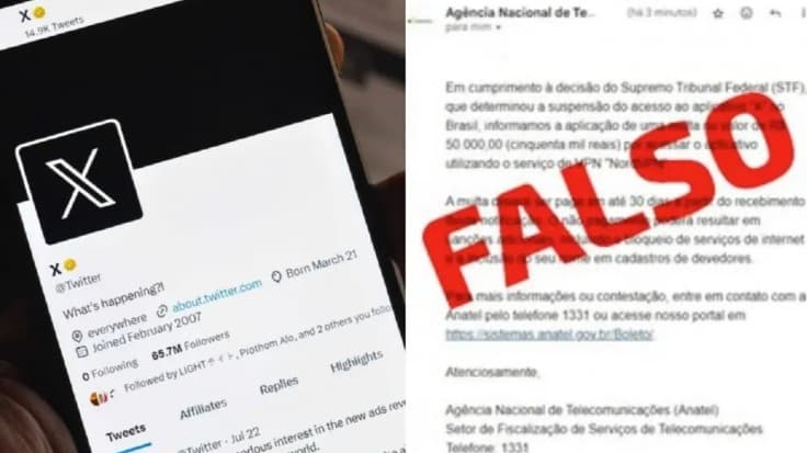Anatel alerta para golpe com multas falsas por acesso ao ‘X' com VPN