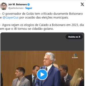 Após troca de farpas, Bolsonaro cita elogios de Caiado à sua gestão