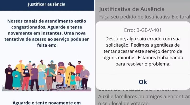 Eleitores não conseguem justificar ausência no aplicativo E-Título; Internautas desabafam nas redes sobre erros no aplicativo