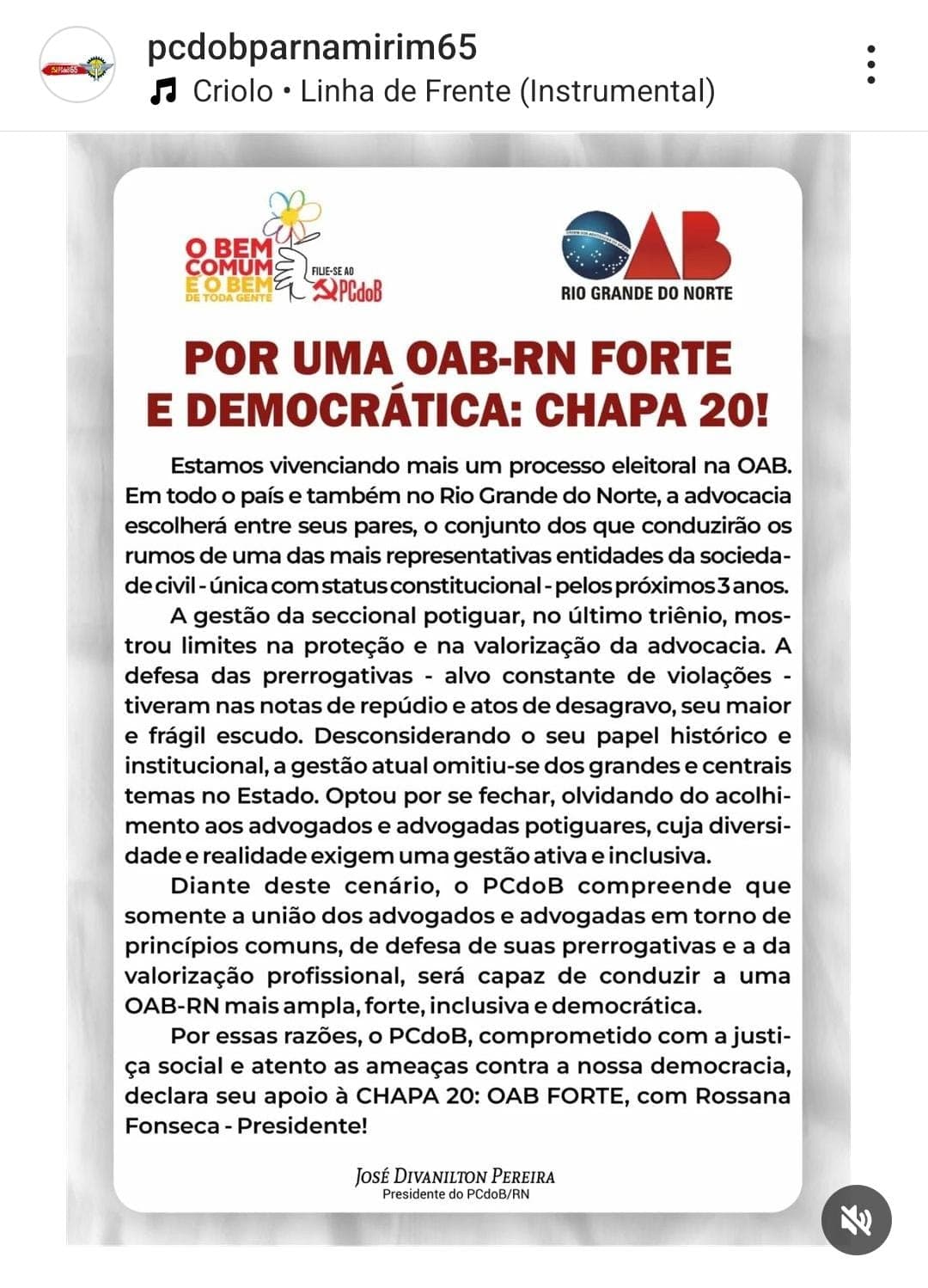 Chapa 20 colocou a política com força dentro das eleições da OAB-RN