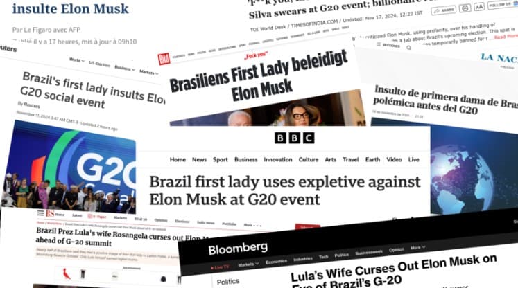Mídia internacional dá destaque ao xingamento de Janja a Musk