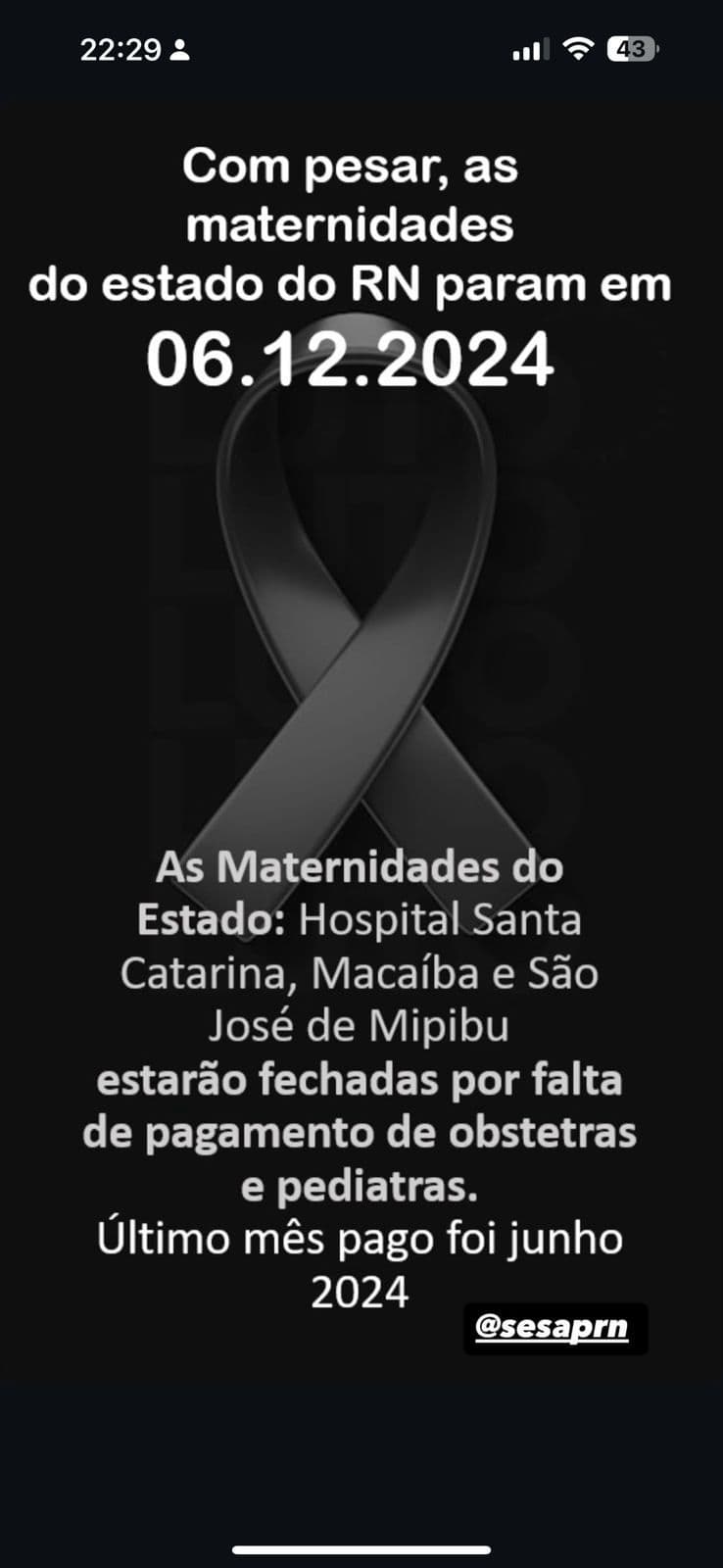 Maternidades do estado paralisam atendimento por falta de pagamento