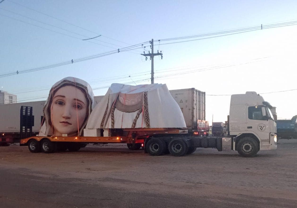 Imagem de Nossa Senhora de Fátima com 35 metros chegará nesta quinta-feira ao Santuário da Zona Norte