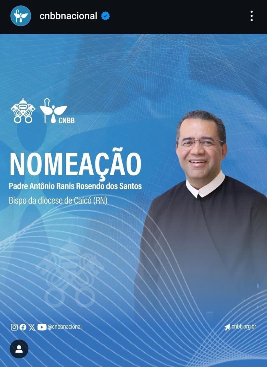 Papa Francisco nomeia Padre Antônio Ranis Rosendo dos Santos como bispo da diocese de Caicó