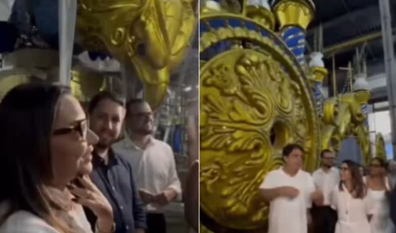 Janja é criticada nas redes sociais após ‘vazar' águia da Portela em visita ao barracão da escola de samba no Rio
