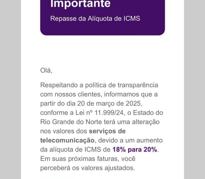 RN: Vivo anuncia aumento nas tarifas por causa do ICMS