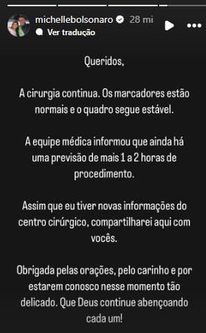 Cirurgia de Bolsonaro já dura mais de 9h; ex-presidente tem quadro estável