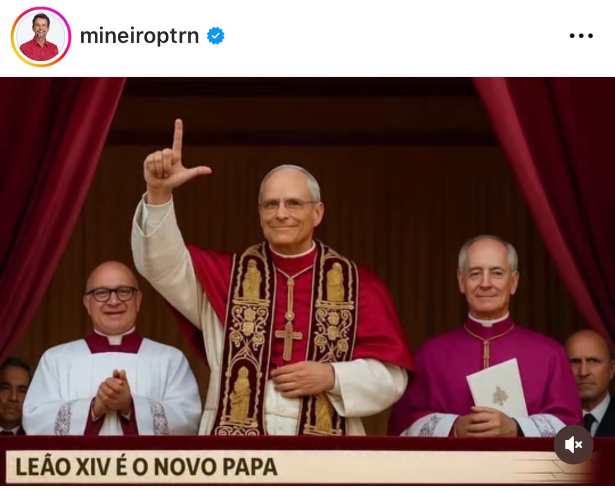 Mineiro posta imagem fake do Papa fazendo o L