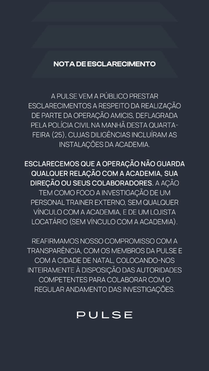 Academia Pulse esclarece que não foi alvo de Operação Policial