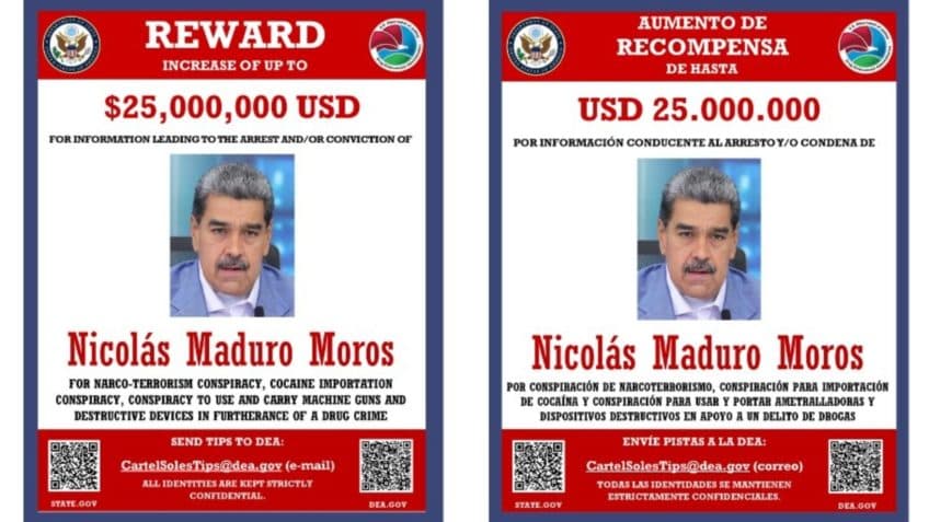 EUA anunciam recompensa de US$ 25 milhões por informações contra Maduro