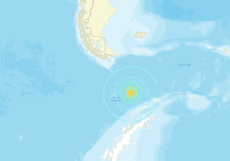 Terremoto de magnitude 7,5 atinge região entre América do Sul e Antártica