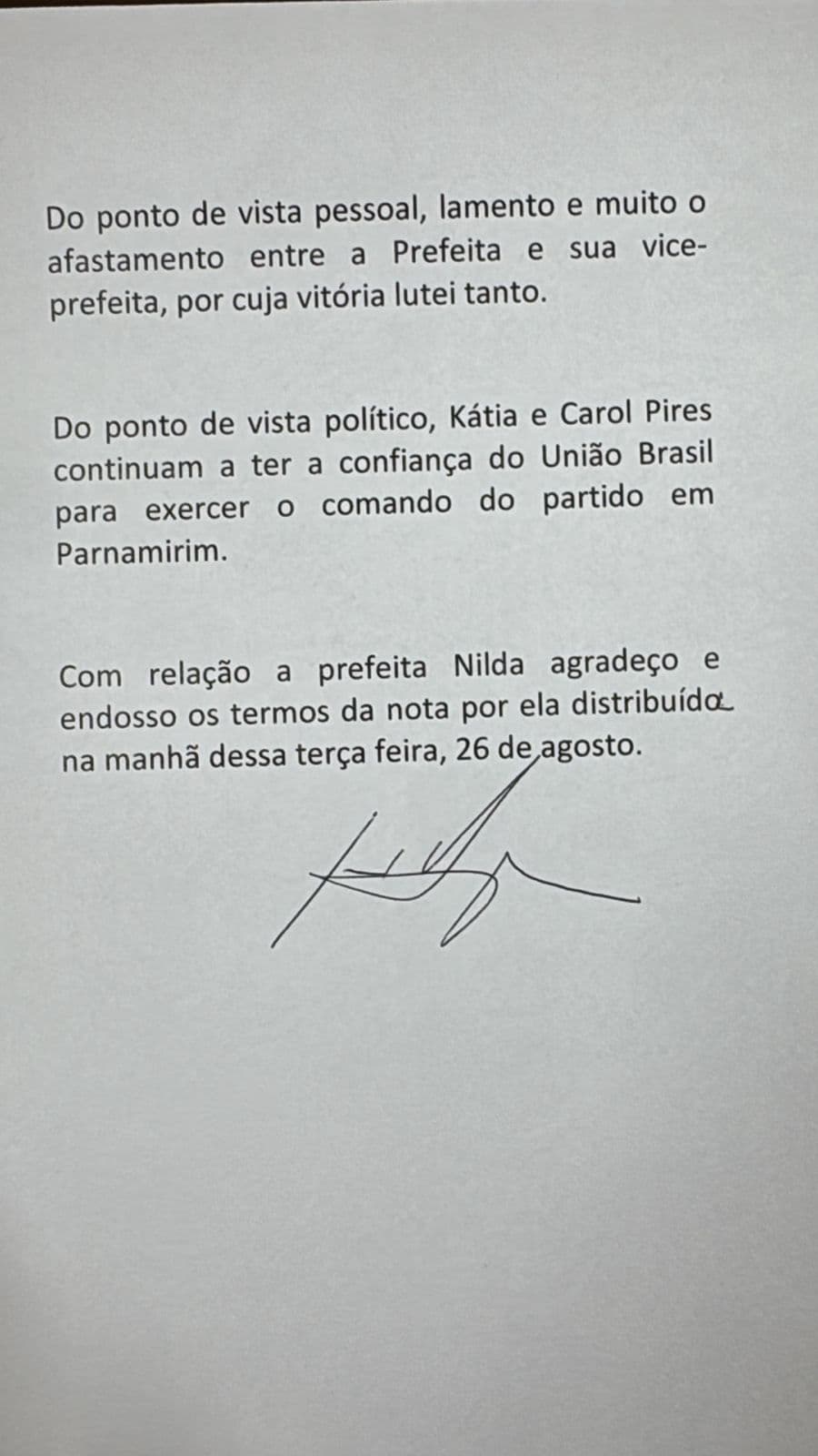 Após rompimento político em Parnamirim, José Agripino se pronuncia e lamenta afastamento entre prefeita e vice