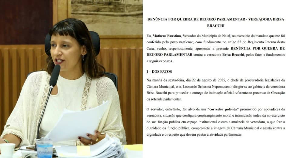 DENÚNCIA: Vereadora Brisa é acusada de quebra de decoro por intimidação a servidor em Natal