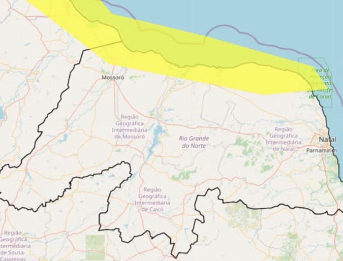 Inmet alerta para ventos fortes que podem movimentar dunas e invadir construções no litoral potiguar; veja cidades