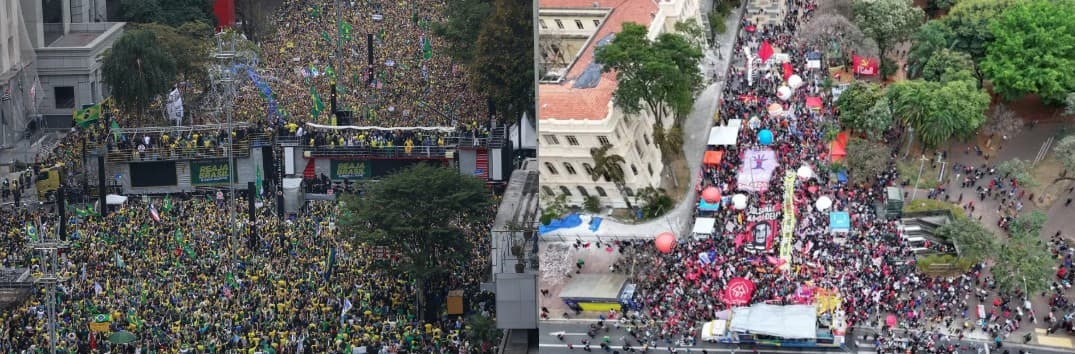 Ato da direita em São Paulo reúne 10 vezes mais pessoas do que a esquerda
