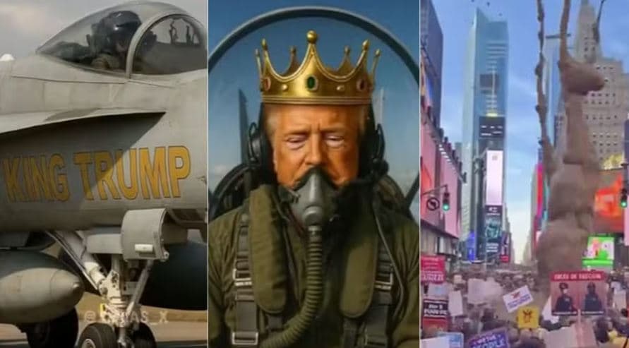 VÍDEO: Trump publica imagens criadas por IA em que usa coroa e despeja fezes sobre manifestantes