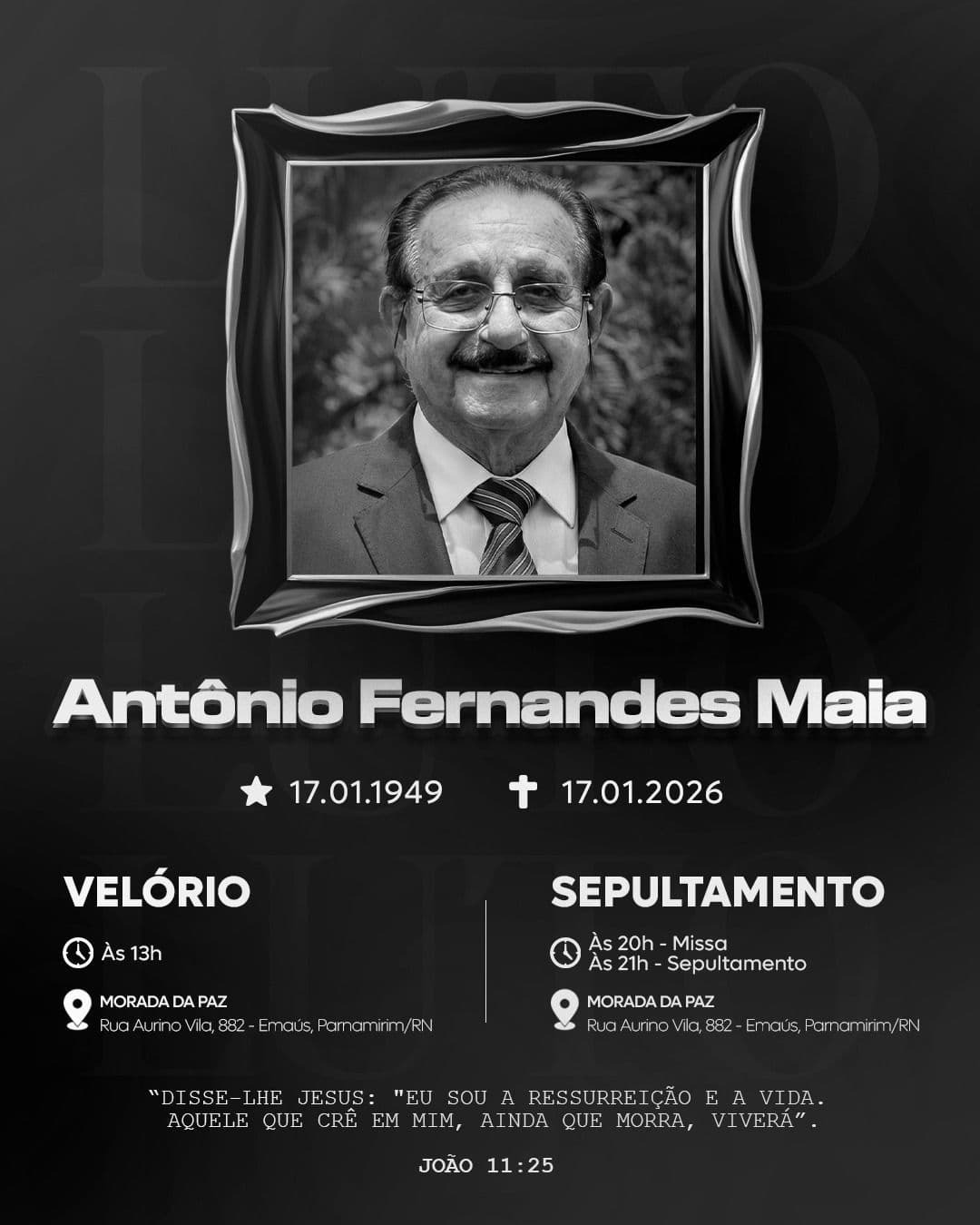 Morre o pai do ex-deputado Carlos Augusto Maia e do vereador de Parnamirim, César Maia
