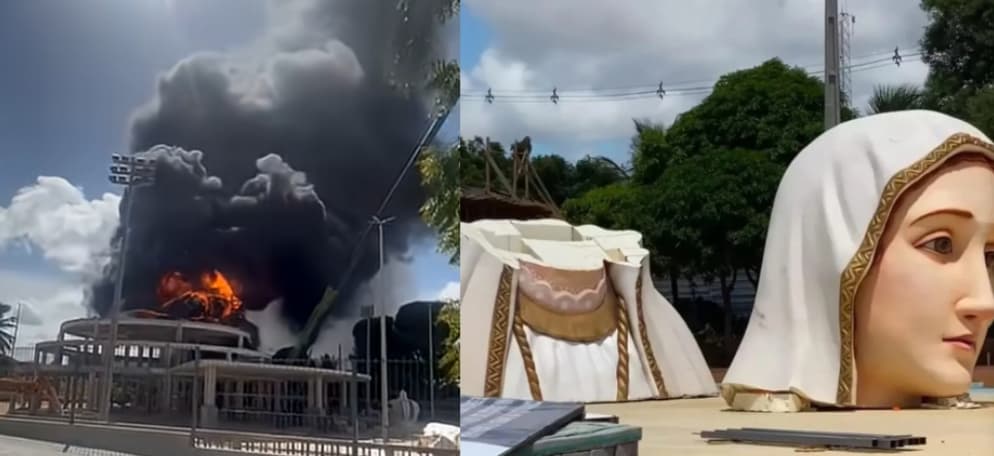 Incêndio destrói imagem de Nossa Senhora de Fátima em Natal, mas o rosto da santa permanece intacto