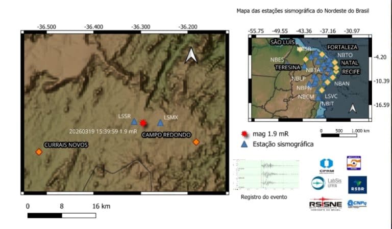 Currais Novos registra sequência de quatro tremores de terra em oito dias