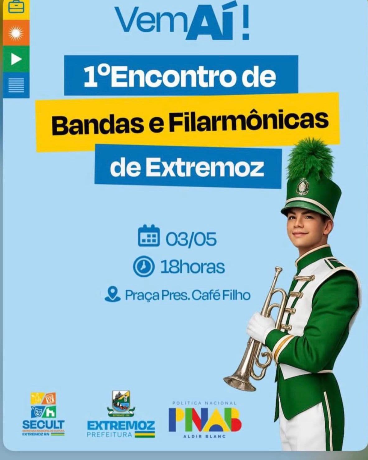 É hoje: Extremoz celebra 266 anos com encontro de bandas na praça; veja