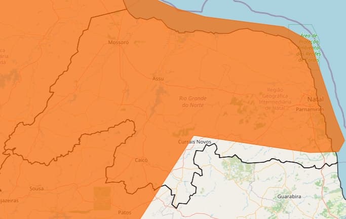 ALERTA DE PERIGO: Inmet prevê chuva forte e ventos de até 100 km/h em 155 cidades do RN