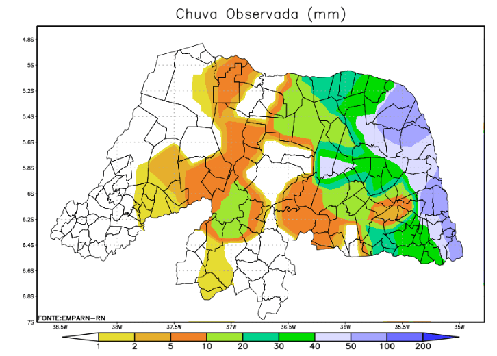 Litoral do RN registra maiores chuvas e acumulado passa de 80 mm em 24h