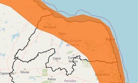 INMET: chuvas intensas colocam Grande Natal e 100 municípios do RN em alerta neste sábado (9)