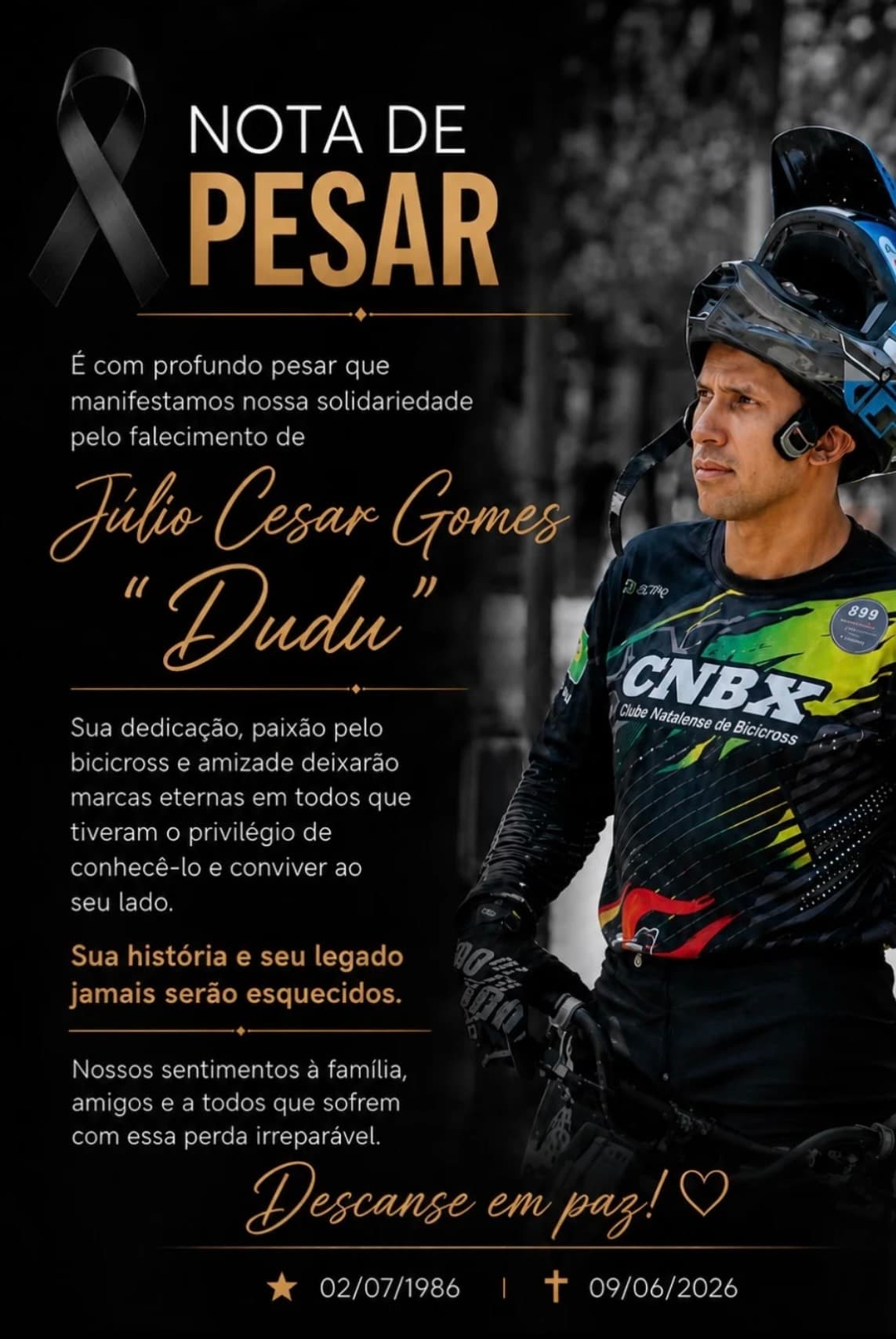 LUTO: Atleta e treinador de BMX, Júlio César, o ‘Dudu’, morre aos 39 anos
