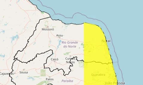 Inmet publica alerta de chuvas para Natal e mais 68 cidades do RN até domingo