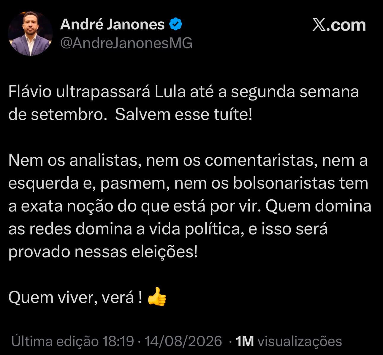 ACENDEU O SINAL AMARELO: Janones admite força de Flávio nas redes e prevê virada contra Lula já em setembro