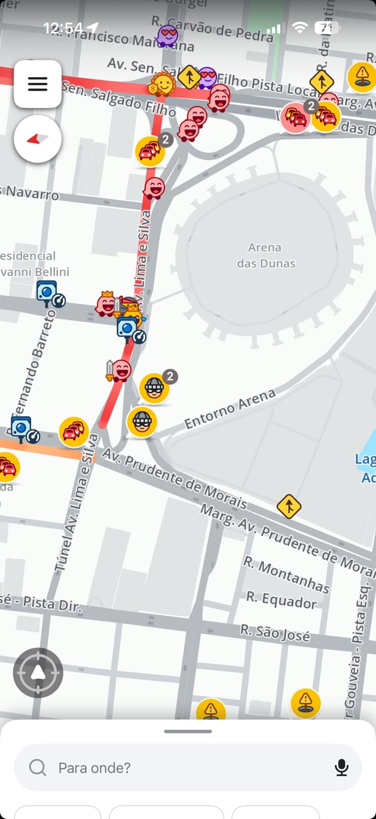 “EFEITO LULA”: Usuários de aplicativo de GPS sinalizam ‘alerta de segurança' no entorno da Arena das Dunas, local onde presidente participa de ato do PT